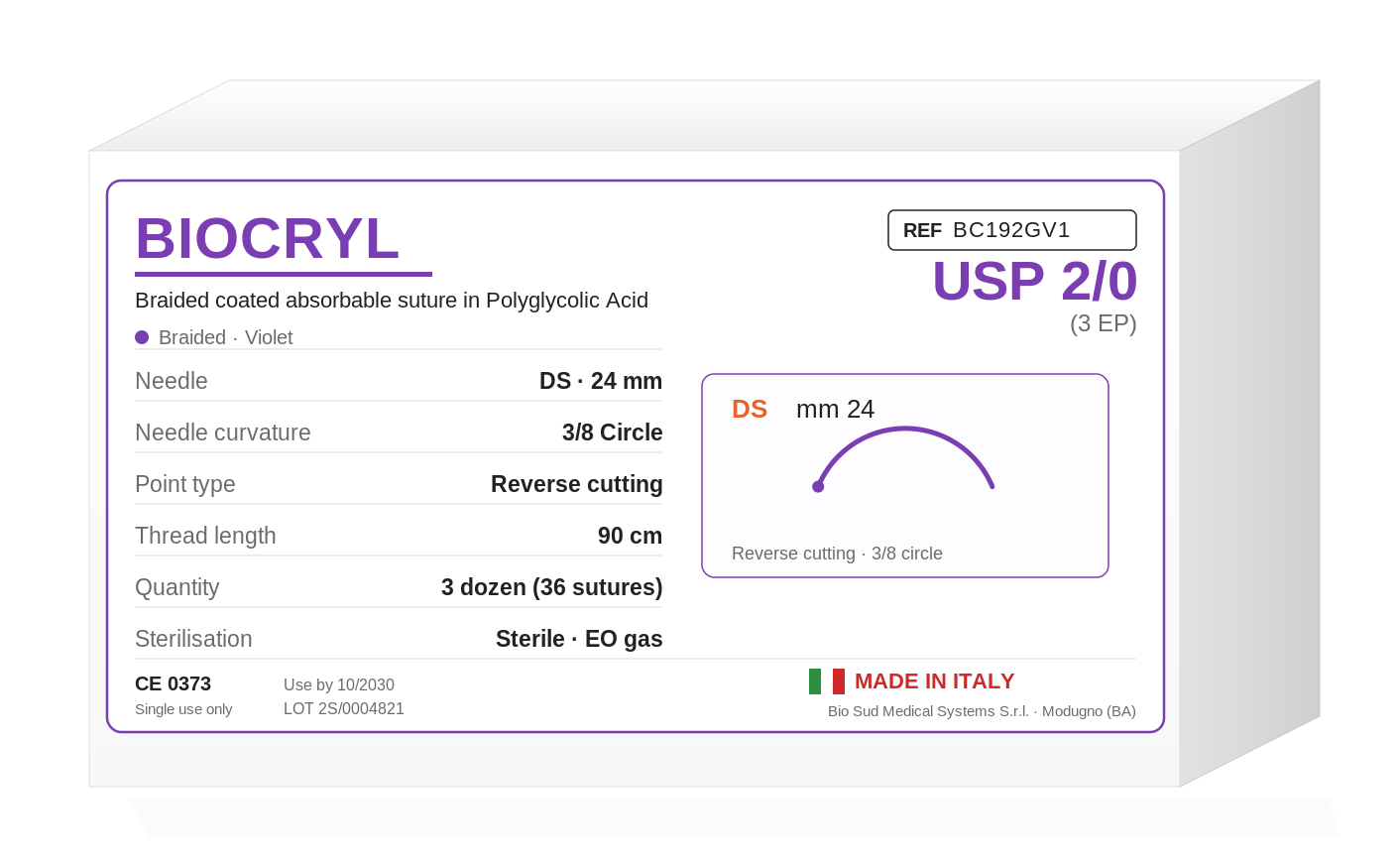 BIOCRYL BC192GV1 polyglycolic acid absorbable suture box